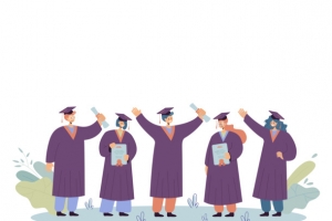 毕业季我们毕业照学生学士服一起拍照