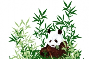 手绘唯美大熊猫图案