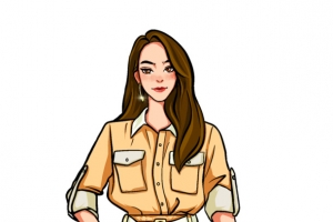 国潮风工装衣服女站立人物