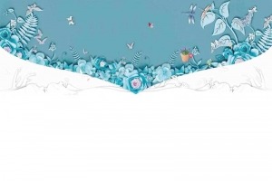 清爽立体花朵邀请函海报背景psd