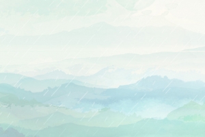 中国风雨水山脉水彩渲染蓝色banner
