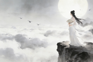 仙气美女 长头发 唯美古风 高山 云海 4k壁纸 3840x2160