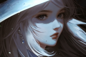 少女 帽子 耳环 唯美 动漫 4k壁纸