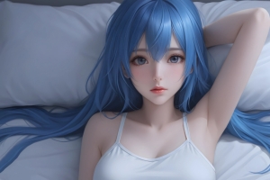 卡通蓝发女孩 可爱动漫少女 4k壁纸 3840x2160