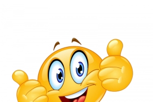 卡通举双手点赞的笑脸素材