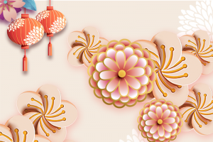 元旦新年灯笼花朵中式背景