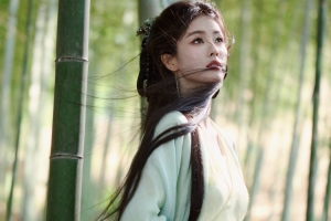 竹林古风美女白鹿4K电脑壁纸