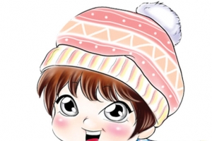 手绘粉色可爱放鞭炮女生