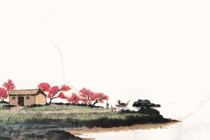 田园水墨画中国风海报背景