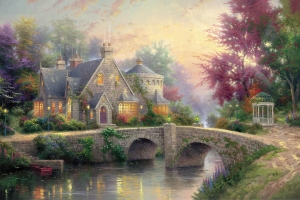 灯光庄园,托马斯·金凯德,精美风景绘画5K壁纸