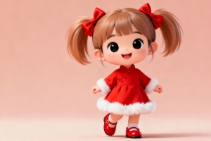 2026新年 开心小女孩 简约背景 4K壁纸 3840x2160