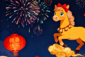 2026马年图片 新春快乐 灯笼 烟花3440x1440带鱼屏壁纸