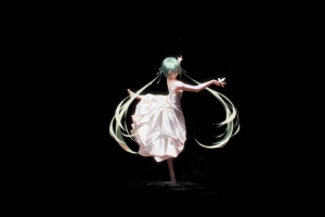 极简暗黑初音花之舞 4K高清壁纸免费下载