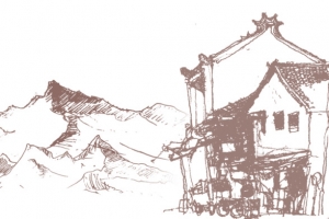 简约手绘山村