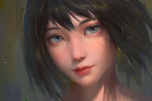女孩 脸 玻璃 磨砂 好看动漫人物4k壁纸
