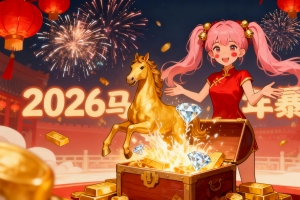 2026马年暴富 女孩马尾辫 灯笼 烟花 4k壁纸