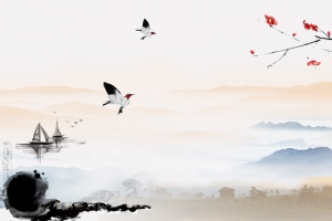 古风水墨画电商淘宝主图背景