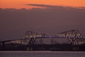 大桥 日落 背光 海湾 建筑 4k壁纸 3840x2160