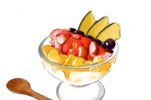 酸奶水果捞手绘装饰高清PNG透明免扣设计素材免费下载