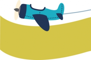 黄色手绘小飞机标题框高清PNG透明漂浮元素设计素材免费下载