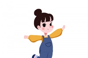 手绘卡通跳舞的小女孩