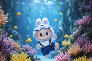 labubu拉布布 水下 鱼 4K壁纸 3840x2880