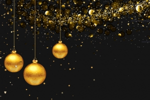 圣诞节黑金装饰物星光黑色banner