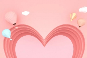 立体心型c4d背景粉色