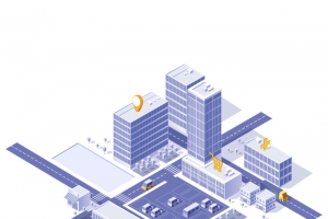 紫色等距风格道路地图