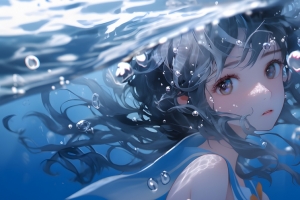 动漫水下的少女3440x1440带鱼屏壁纸