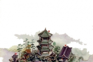 河北承德避暑山庄金山岛手绘图