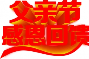 父亲节感恩回馈红色立体字体设计