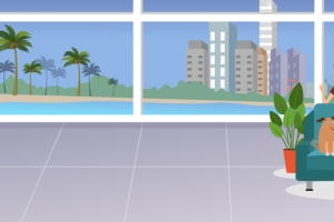 母亲节家庭聚会场景卡通景色蓝banner