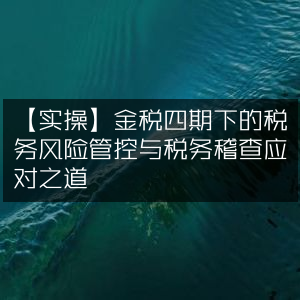 实操指南，金税四期税务风险管控与稽查应对策略