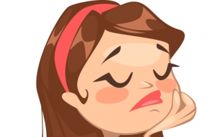 烦恼美女手绘卡通矢量高清PNG透明图片设计素材免费下载