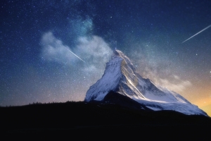 山 夜晚 星星 4k风景壁纸