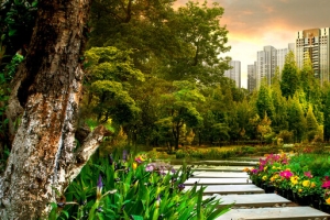 花园别墅背景