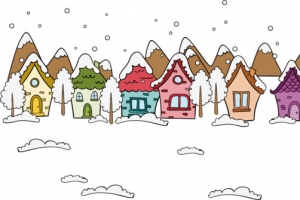 下雪村庄大雪素材