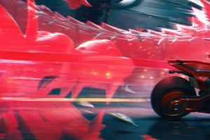 《赛博朋克2077》龙 摩托车 3440x1440游戏壁纸