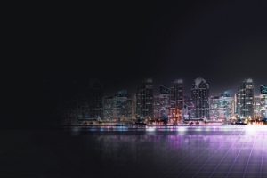 简约大气建筑都市夜景海报背景