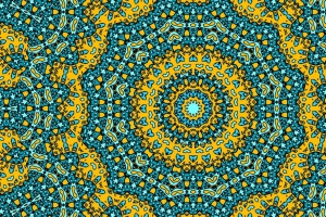 分形 图案 抽象 黄色 蓝色 4k壁纸 3840x2160