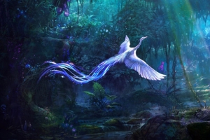 森林浪漫梦幻蓝色淘宝海报背景