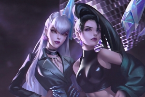 KDA ALL OUT 同人 阿卡丽 伊芙琳LOL英雄联盟4k壁纸