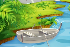 绿色手绘船创意banner背景