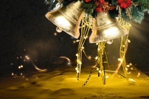 圣诞节铃铛几何黑金banner