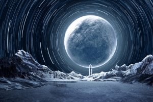 背景，月球，灯塔，六星
