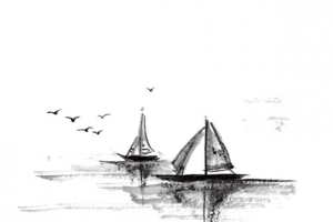 中国画帆船