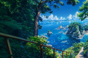 夏日海滨风景3440x1440带鱼屏壁纸