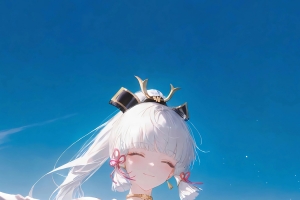 神里绫华 蓝天白云 白T恤 4k手机壁纸竖屏