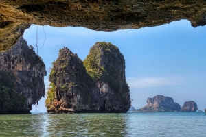 岩石 海 草 视图 自然 4k壁纸 3840x2160